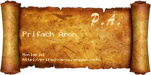 Prifach Áron névjegykártya
